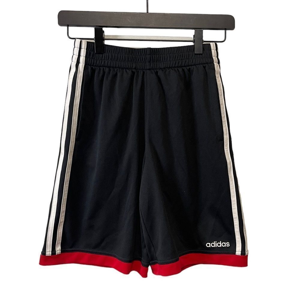 Adidas Boys Youth Shorts Black Red Athletic Size Medium 10/12